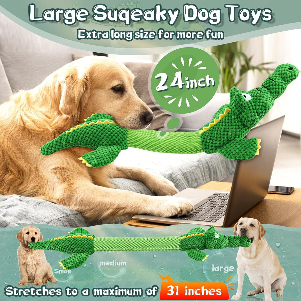 Crocodile Plush Dog Toy – Interactive Chew and Tug Toy for Dogs