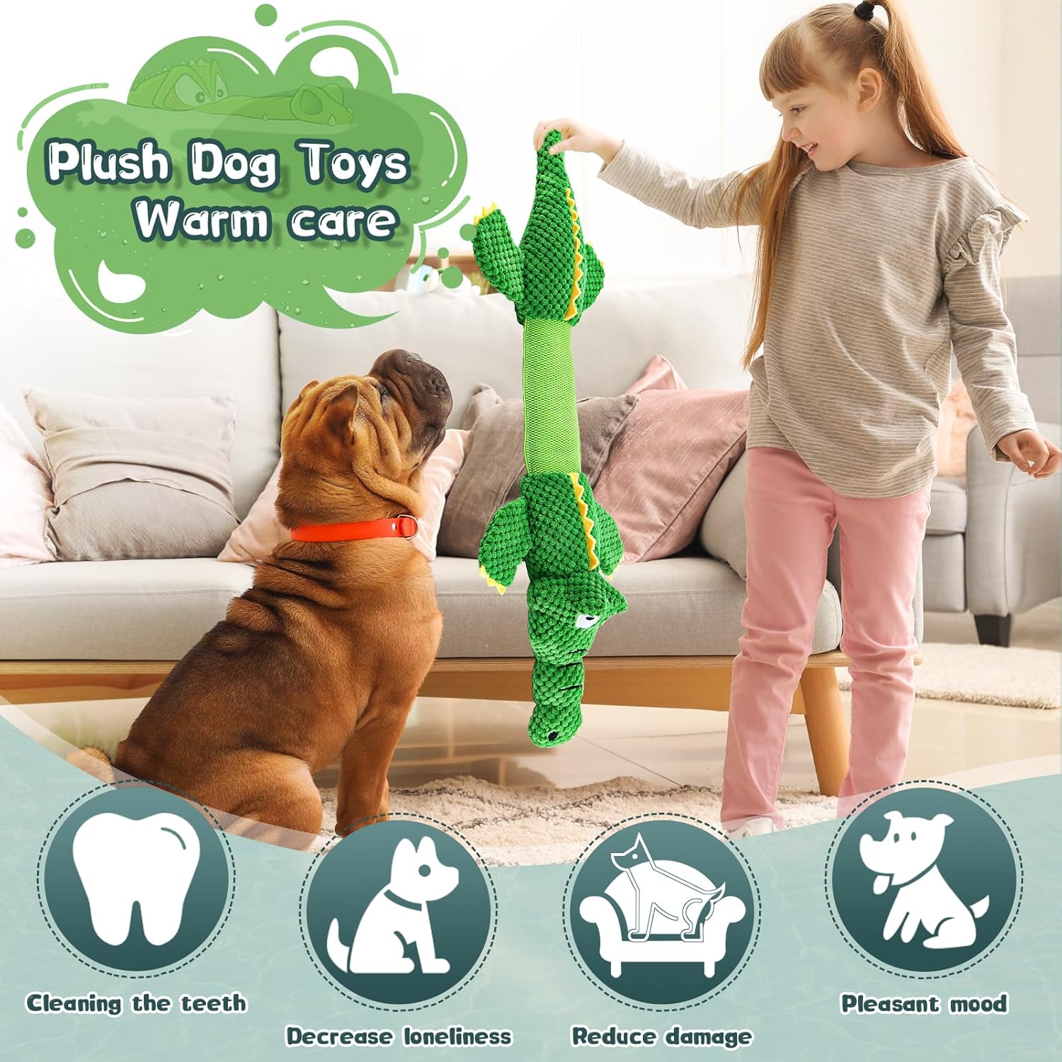 Crocodile Plush Dog Toy – Interactive Chew and Tug Toy for Dogs