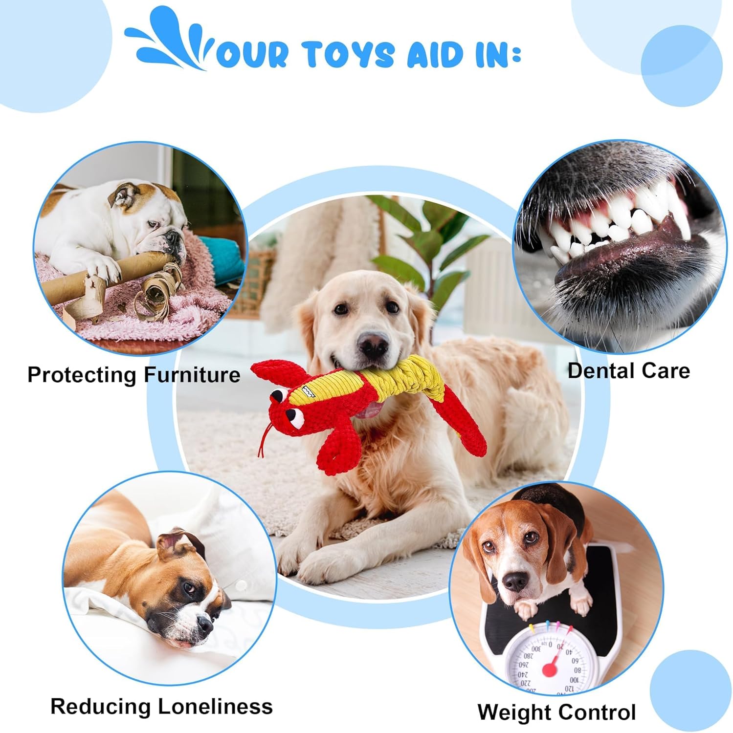 Interactive Tug Dog Toy – Durable Plush Handle Chew Toy for Dogs