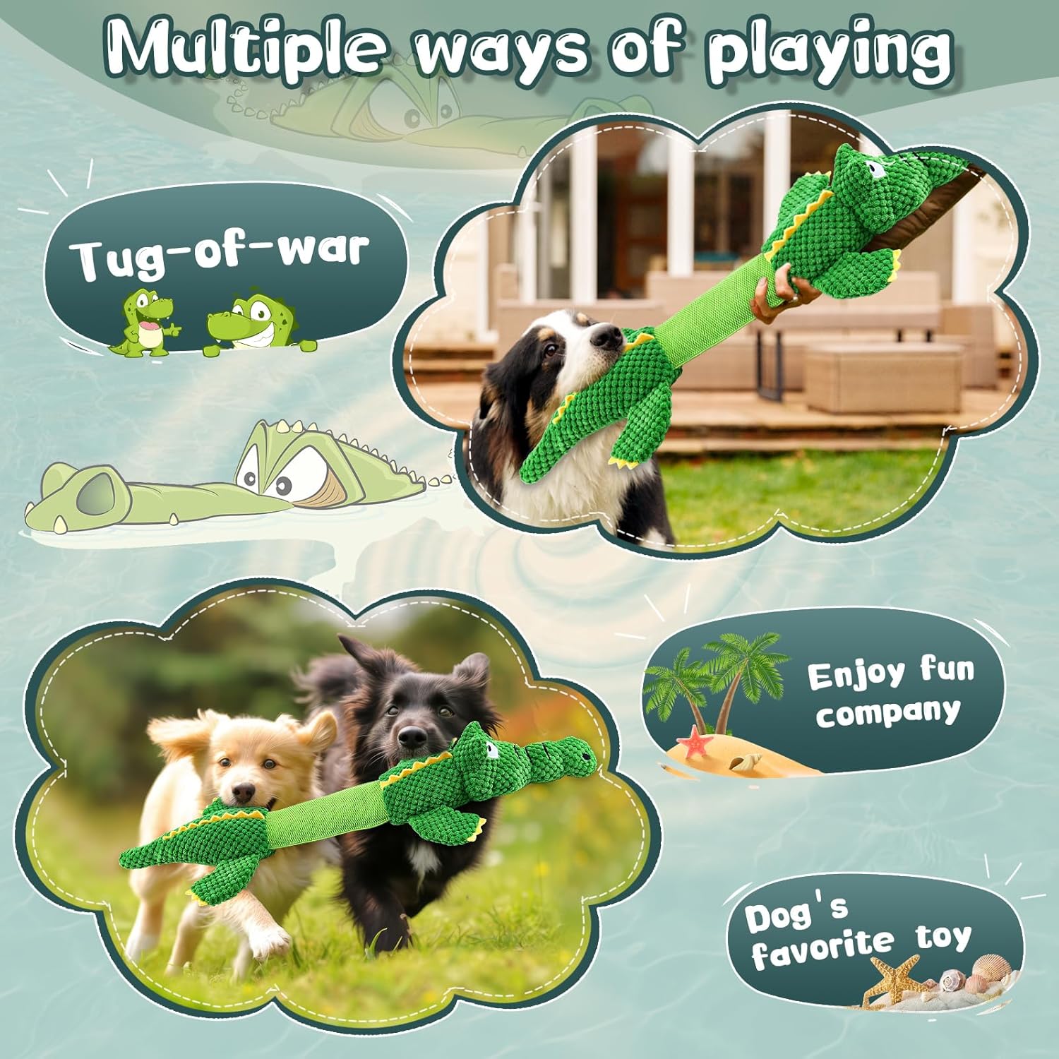 Crocodile Plush Dog Toy – Interactive Chew and Tug Toy for Dogs