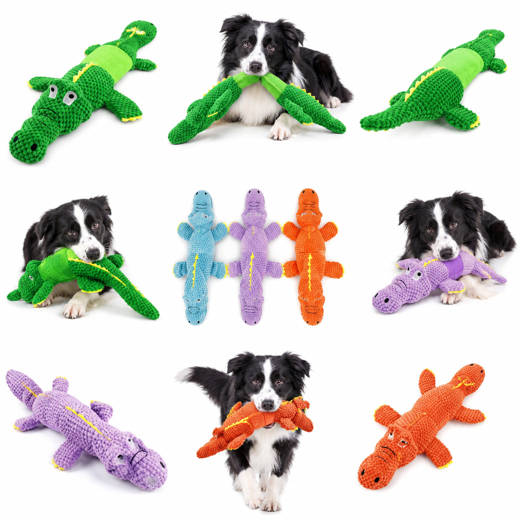 Crocodile Plush Dog Toy – Interactive Chew and Tug Toy for Dogs