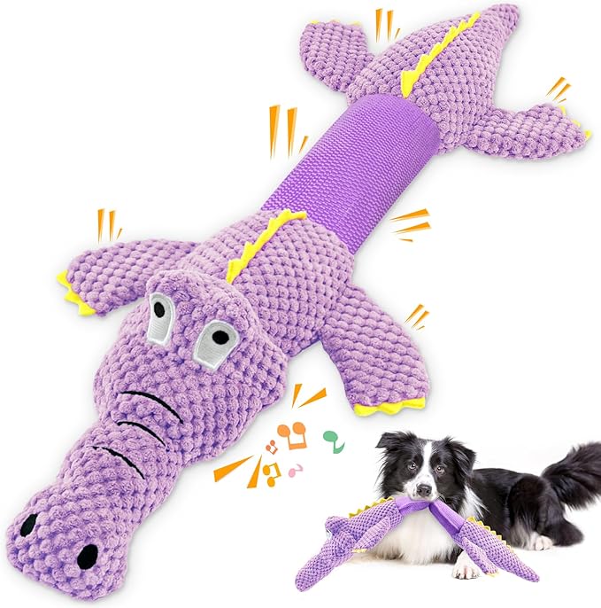 Crocodile Plush Dog Toy – Interactive Chew and Tug Toy for Dogs